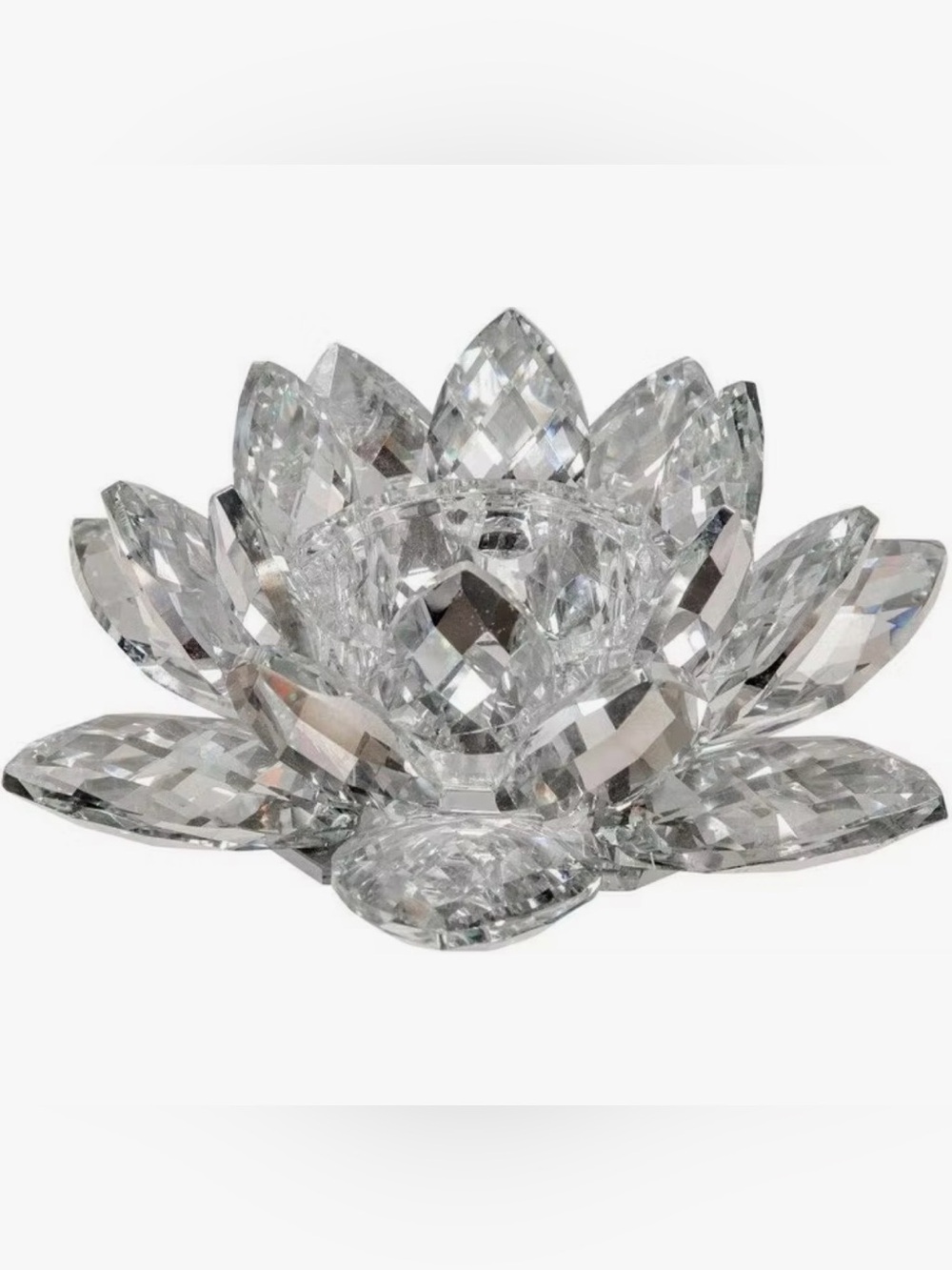 Sagebrook Home 8.25” Silver Crystal Lotus Holder